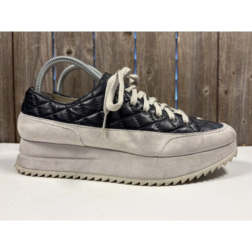 PEDRO GARCIA Orella Black Leather Beige Suede Platform Sneaker Sz 9.5 US 39.5 EU